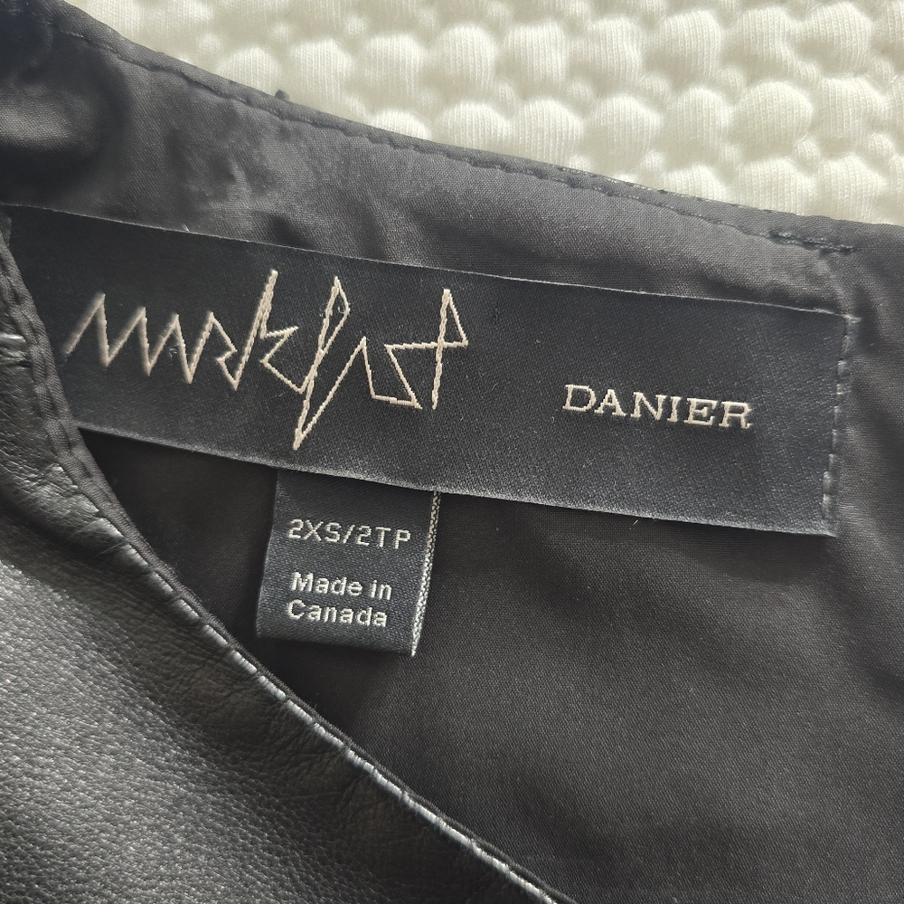 Danier X Mark Fast Black Leather Jacket/Top with Lace-Up Sleeves - Picture 5 of 8